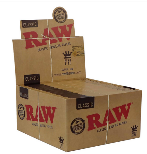 Papel RAW King Size Slim – Display de 50 Librillos | Papel de Liar Natural