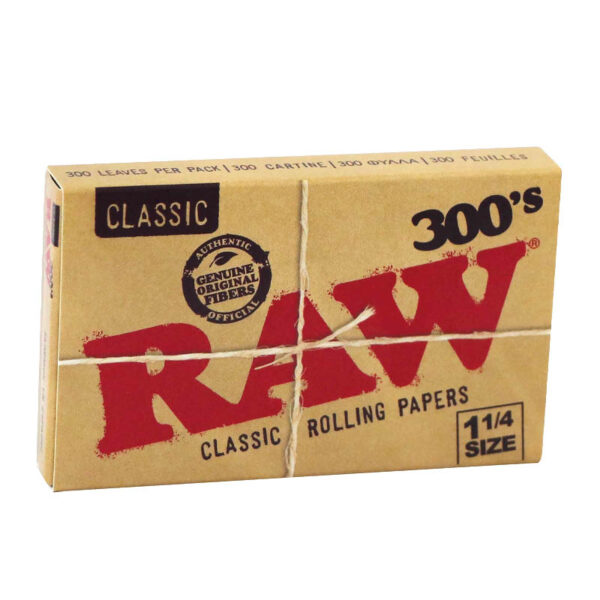 Papeles RAW Classic 300 1 1/4 – Caja 40 Librillos | Papel de Liar Natural