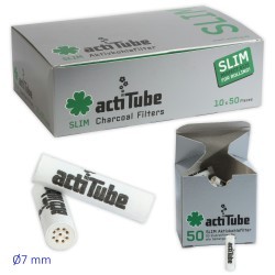 Filtros Actitube 7mm Slim Carbón Activado. Display de 10 cajetillas x50 filtros