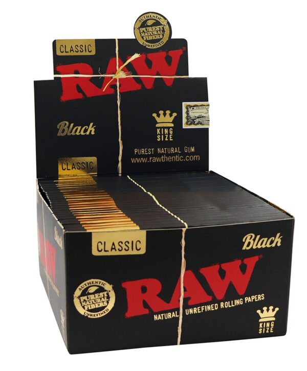Papel RAW Black King Size Slim – Display 50 Librillos | Papeles Ultra Finos