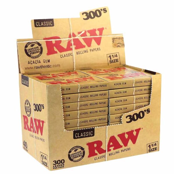 Papeles RAW Classic 300 1 1/4 – Caja 40 Librillos | Papel de Liar Natural