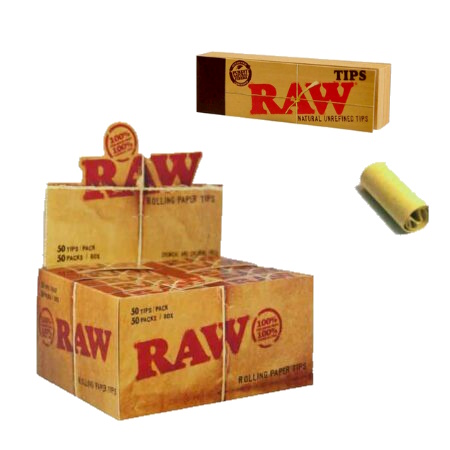 RAW Paper Filter Tips – 50 Cartones para Liar | Pack 50 Uds